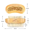 Double Sides Brushes Nail Cleaning Brush with Wooden Handle Natural Bristles Manicure Pedicure Tool Scrubbing Brush 4