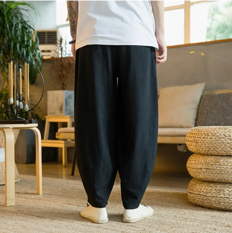 Description Picture 6 of item2022 Summer Autumn Korean Casual Pant Men Elastic Waist Full-length Harem Pant Men Japanese Sweatpants Male Trousers Streetwear