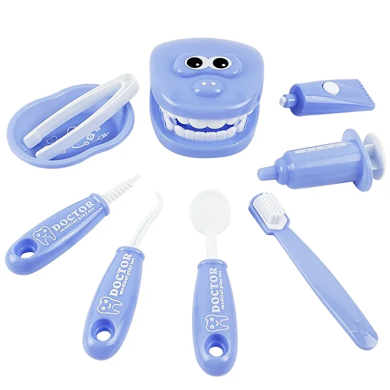 Dentist Play Set 9PCS Plastic Simulation Medical Pretend Toy for Kids Hygienic Habbit Cultivation Role Play Game
