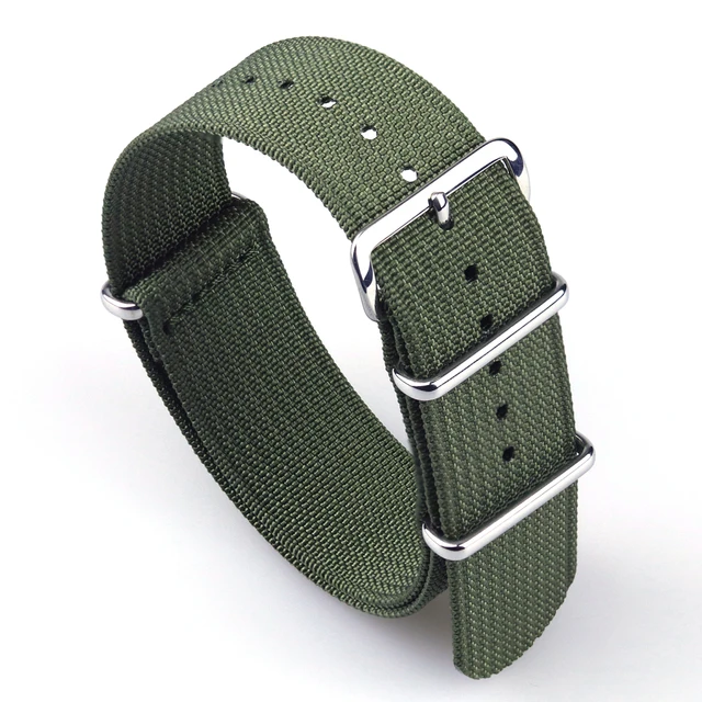 New Ribbed Nato Strap 18mm 20mm 22mm Nylon Watch Straps Braid Ballistic Fabric Watchband Accessories for Military Watch Band ARMY GREEN