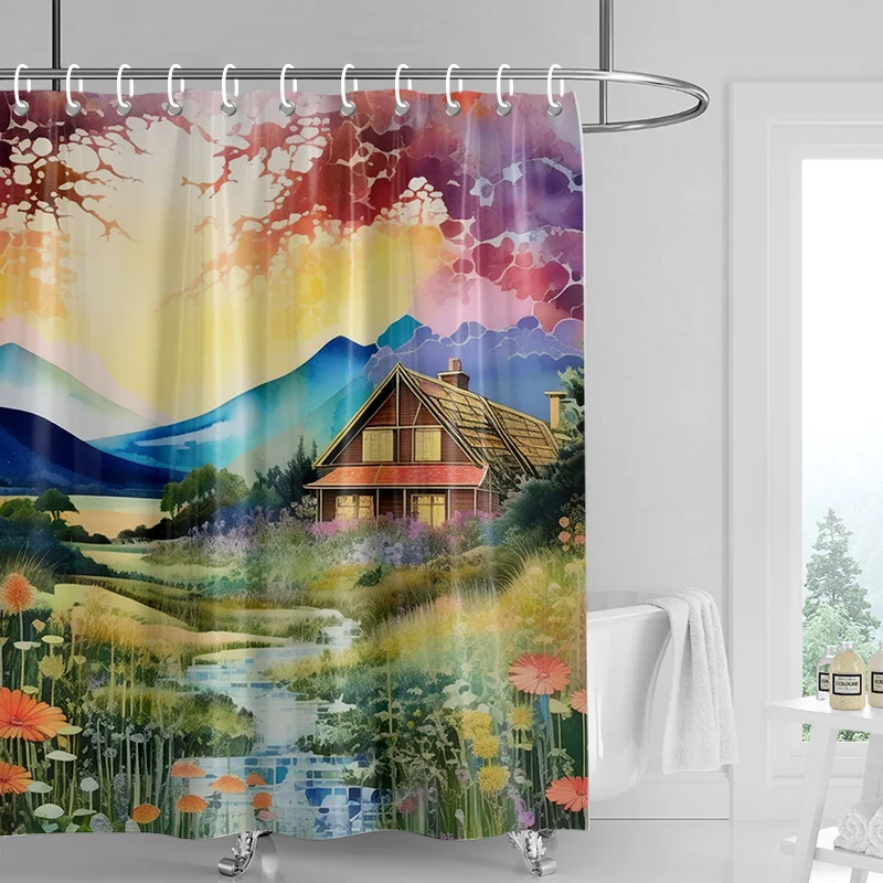 Car Cartoon Shower Curtain Waterproof Bathroom Curtain Bathroom Partition Curtain Universal Home Decor Ins Style 5