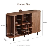 Wine Bar Cabinet w/ LED Light,Liquor Cabinet for Home,Coffee Bar Cabinet w/ Wine Rack & Glass Holder,Walnut Buffet Sideboard 2