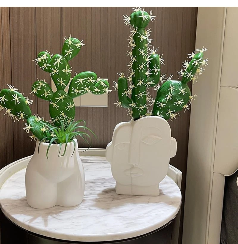 

Creativity Potted Cactus Vase Nordic Simulation Green Plants Succulents Flower Pot Decoration Indoor Bookcase Desktop Decoration