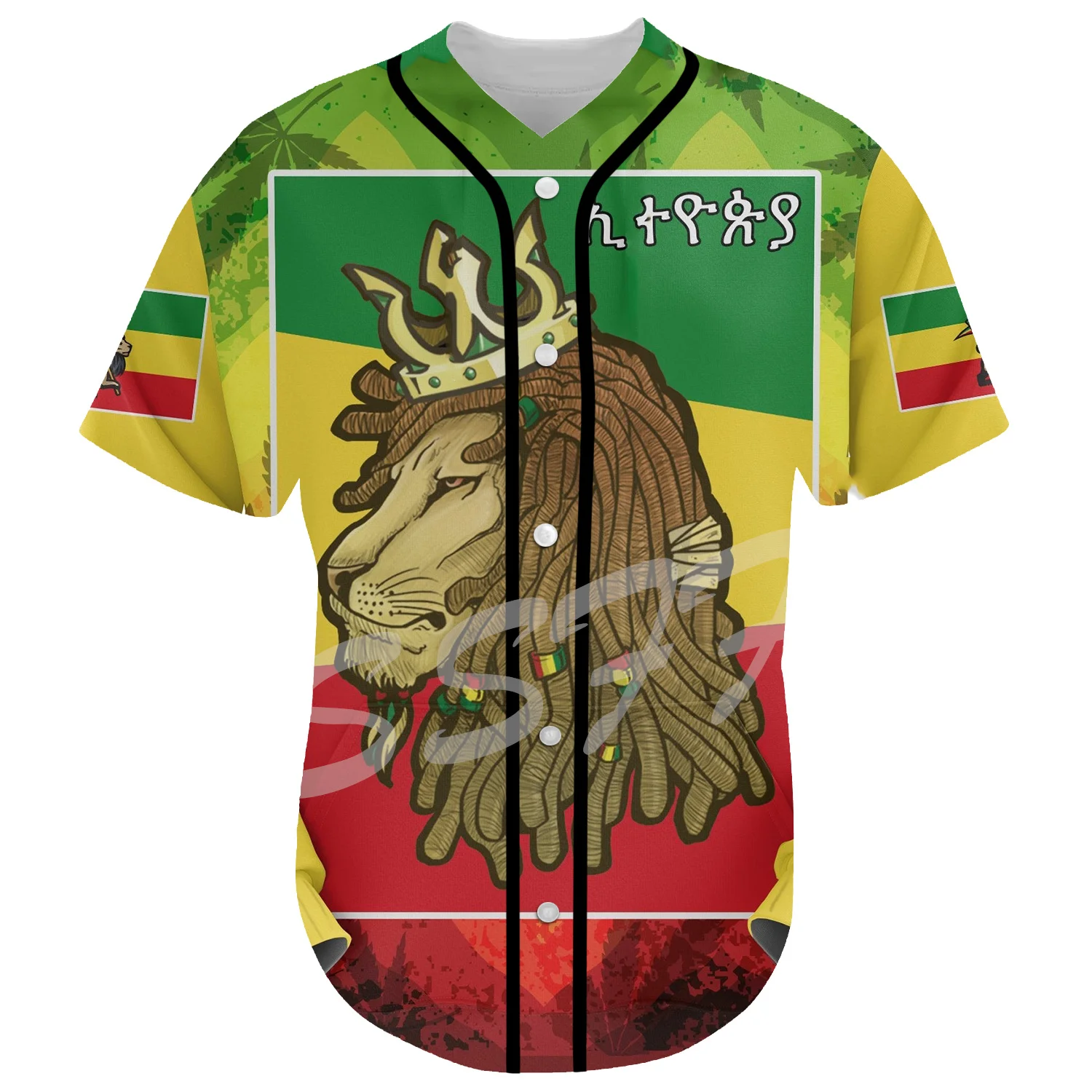 Africa County Ethiopia Native Reggae Lion Tattoo 3DPrint Summer Harajuku Casual Funny Baseball Jersey Shirts Short Sleeves X8