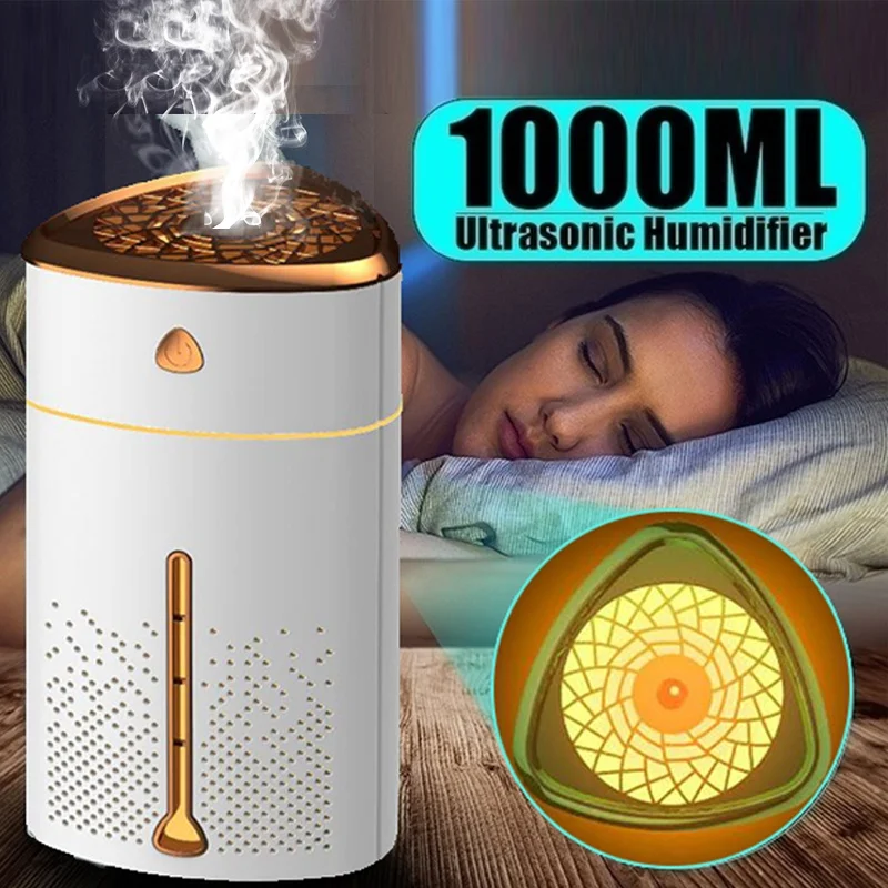 1000ml Car Humidifier Essential Oil Diffuser Car Home Air Humidifier USB Ultrasonic Negative Ion Mist Maker LED Light air humidifier