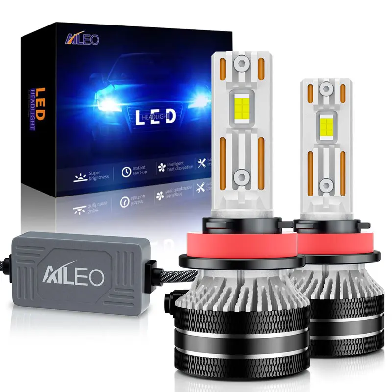 

AILEO New 2 Pcs H8 H11 Led Canbus 6000K H7 H1 H9 9005 HB3 9006 9012 H4 LED Headlight HI/LO Beam High Power 30000Lm 100W CSP 12V