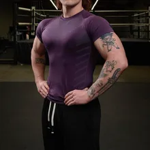  Gyms Mens T Shirts Quick Dry Running Shirt Compression Fitness Shirt Male Gym Workout Tights Short Sleeve Summer Sports T-shirt 