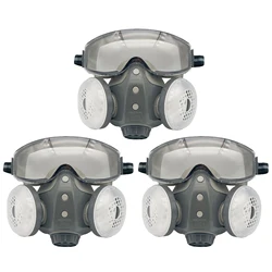 Advanced Dust - Proof Industrial Respirator with Goggles - Reusable Full Face Protection Mask (3pcs)