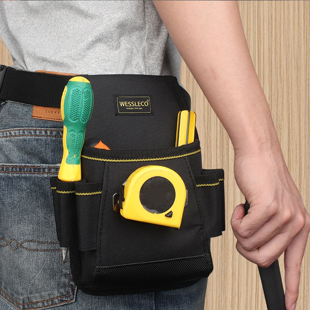 6-Pocket Tool Belt Pouch Thickened Durable High Capacity Waist Bag with Screwdriver Holder Work Pouch for Electrician Technician tool chest on wheels