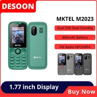 MKTEL M2023 Feature Phone with 1.77inch Display 800mAh Battery Dual SIM FM Radio Flashlight 0.08Mega Camera Senior Phone 1