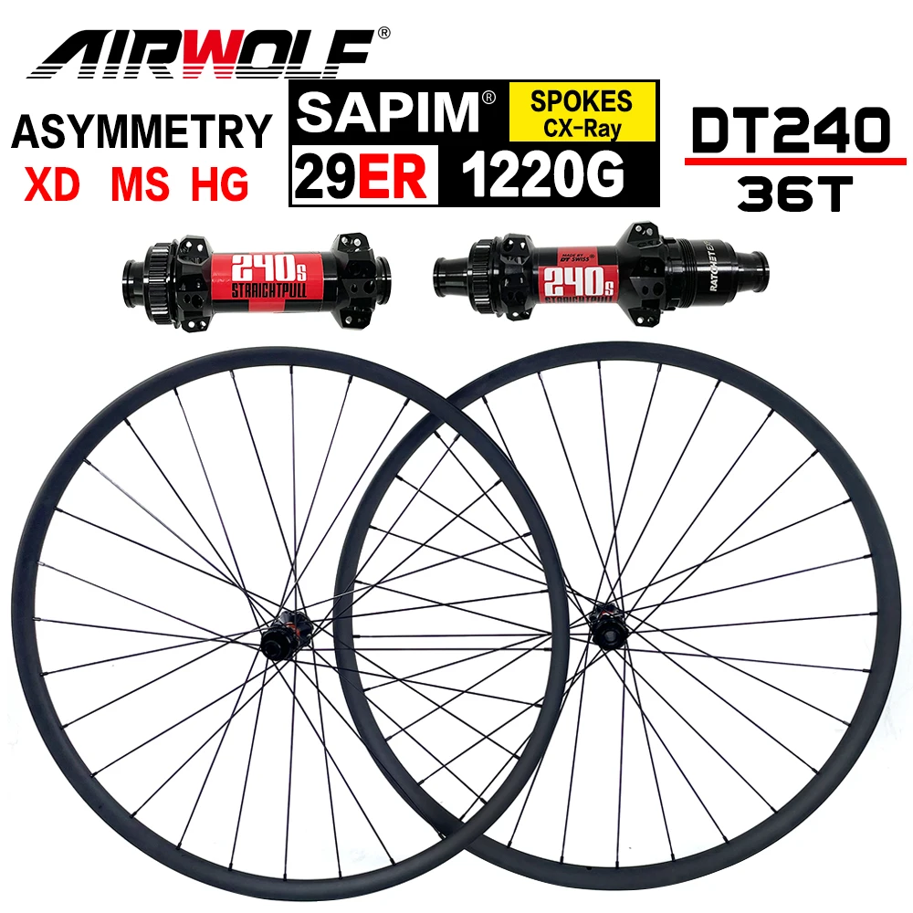 Airwolf Super Light Carbon MTB Wheelset 29 Tubeless Boost 29inch Mountain Bike Wheels DT240 wheel HG/XD/MS