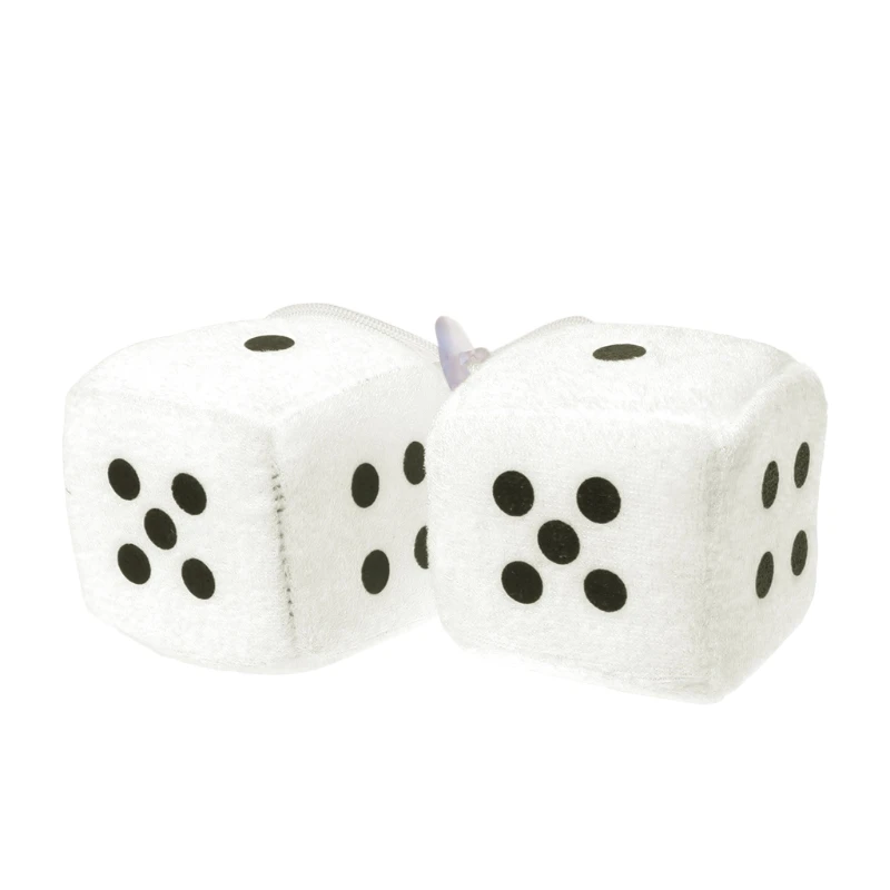 Car Hanging Furry Dice, Hängende Würfel,Plüschwürfel Weiß Auto Plüsch  Würfel Autowürfel Fuzzy Dice, Flauschige Plüschwürfel mit Punkten für