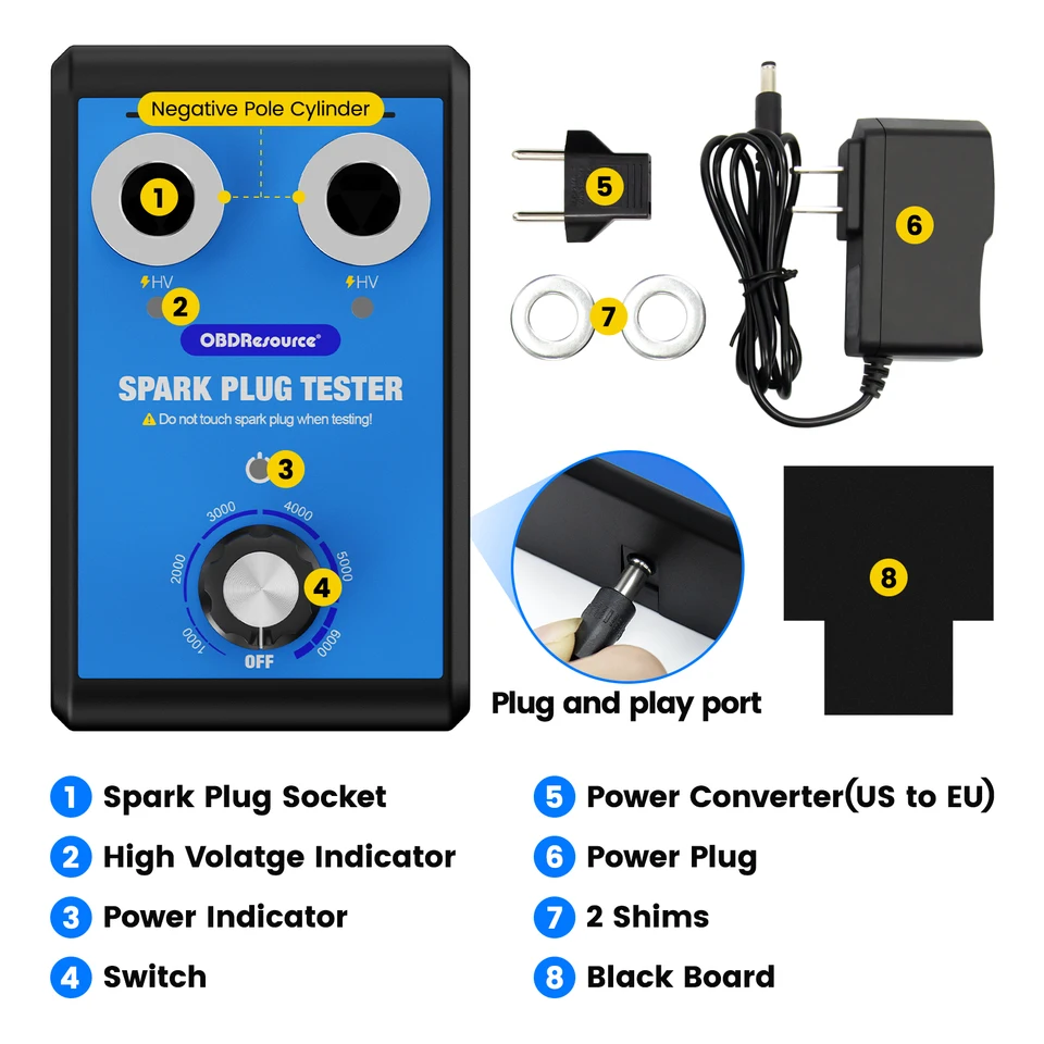 Kfz Zündkerzen Tester 500-9000U/min Zündungstester Motorrad 12MM