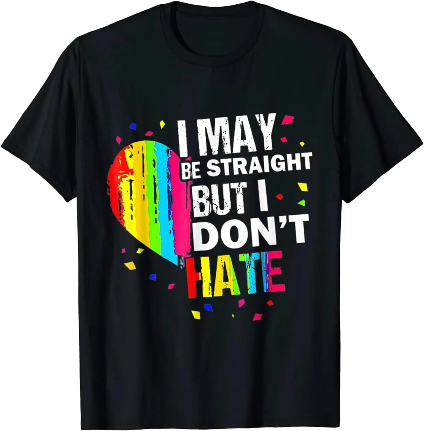 

I May Be Straight But I Don't Hate Graphic T Shirts, Women's Crew Neck Casual Premium Polyester Breathable Tee