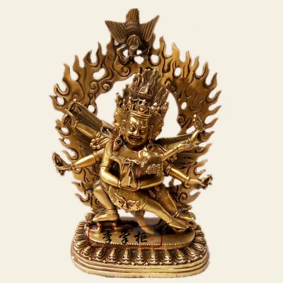 

9" Buddhism brass Yab-Yum Mahakala Dorje Wrathful Deity Pupa Vajra Buddha Statue