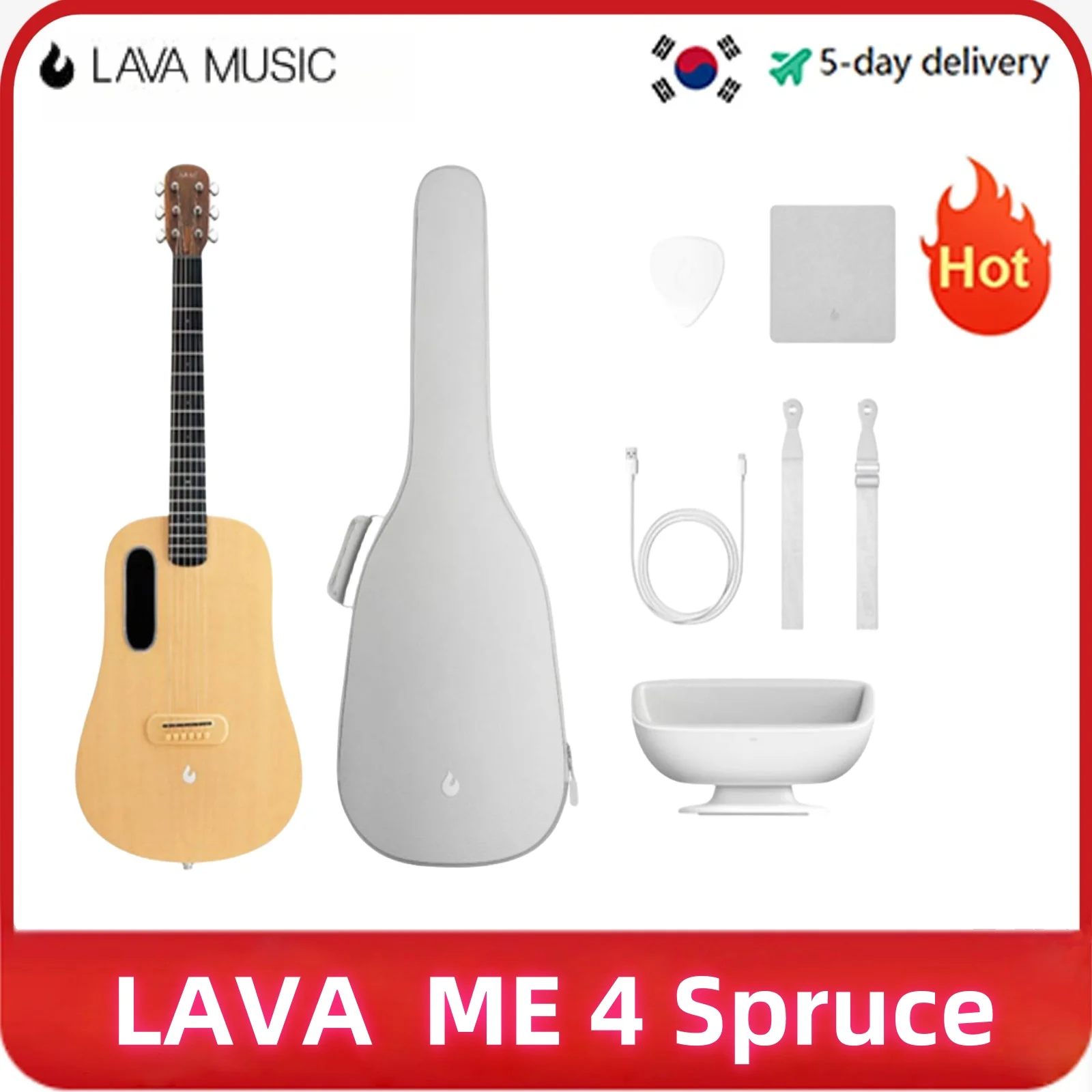 

LAVA ME 4 Basic 36 / 41 inch Solid Spruce Top HILAVA 2.0 Smart Acoustics Electric Guitar with 3.5 inch TouchScreen FreeBoost 2.0