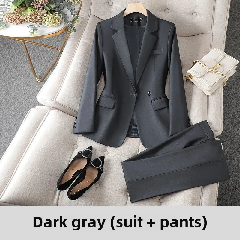 طقم بدلة نسائية أنيقة لربيع وخريف زي عمل الفندق، م...