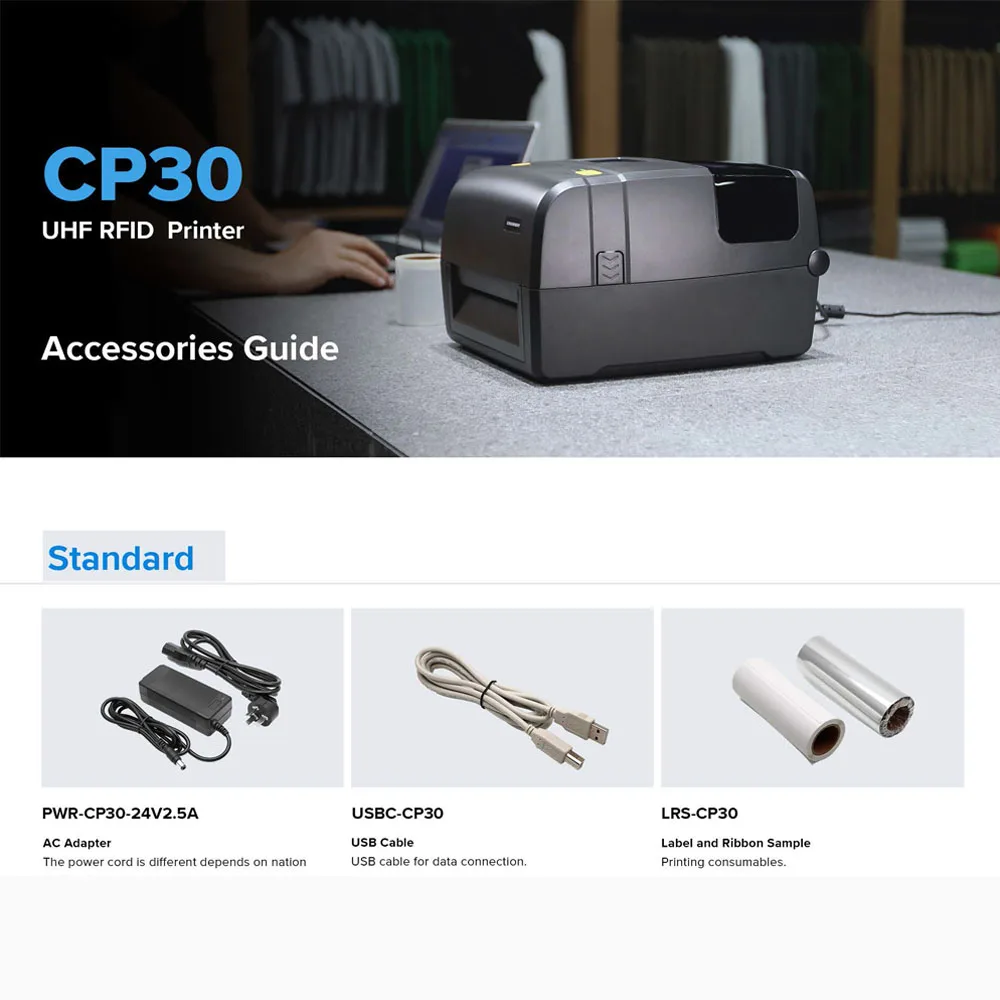 체인웨이 CP30 RFID 프린터 300dpi 860-928MHz 열전사/직접열전사 프린터, Impinj E510 RFID 모듈 탑재, UHF 태그용