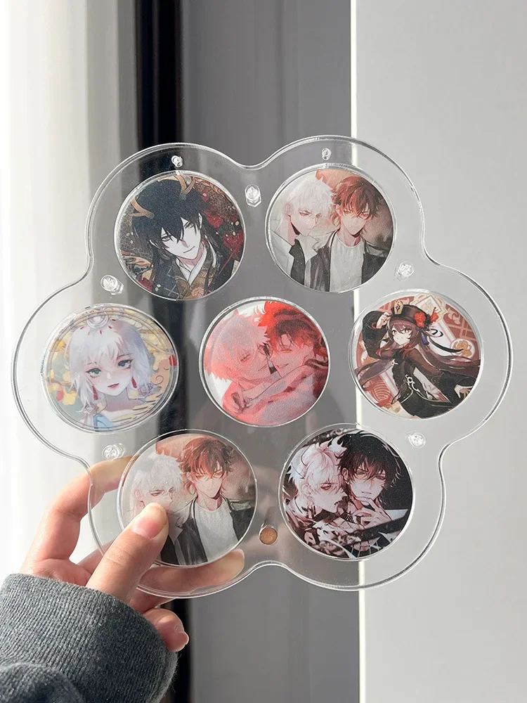 Hanging Acrylic Badge Display Stand Transparent Desktop Badge Protective Cover Anime Peripheral Stand Storage Box Card Brick