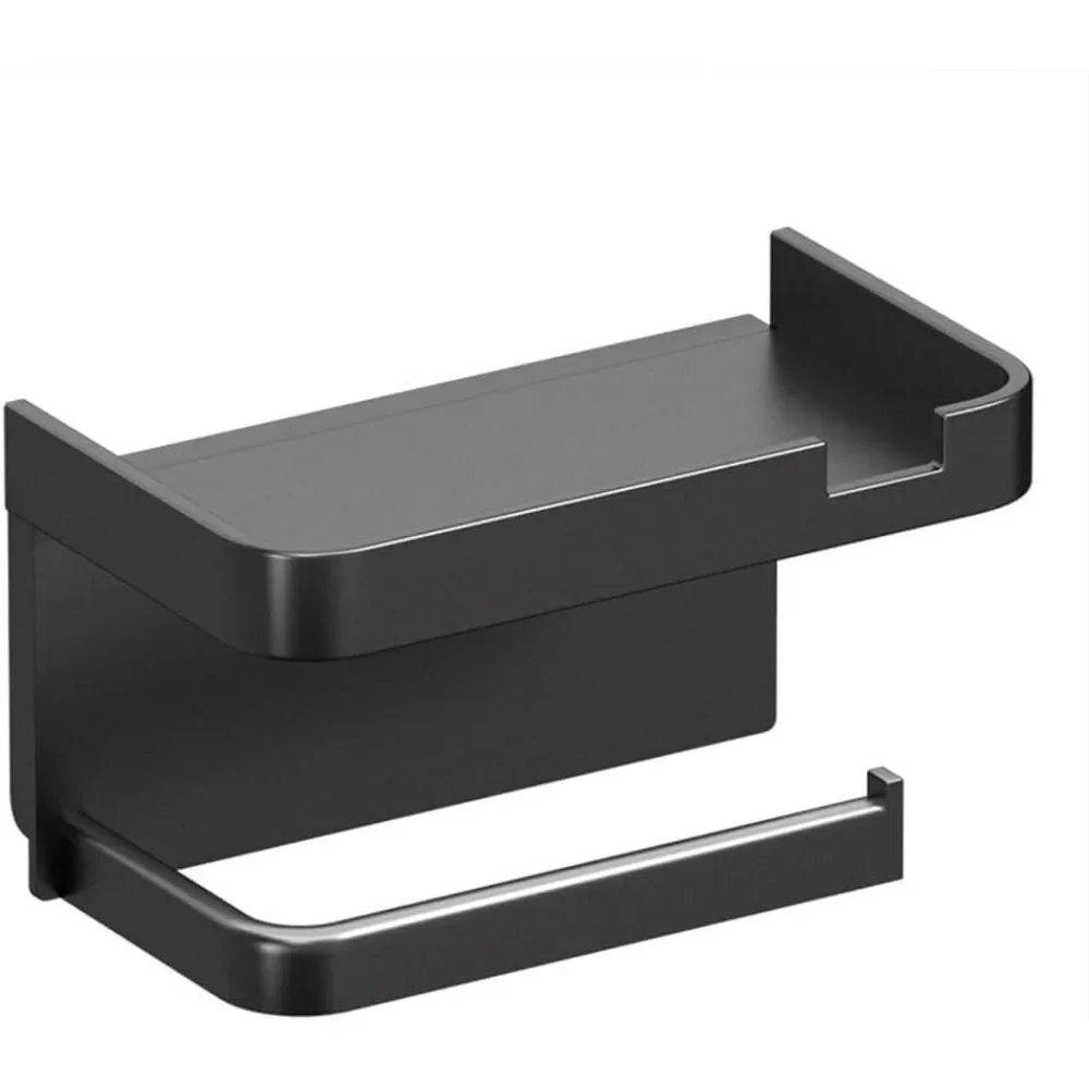 Black and White Gray Storage Rack Kitchen Towel Toilet Paper Rack Plastic Bathroom Wall Roll Paper Mobile Phone Storage