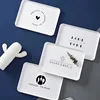 1PCS Food Plastic Dessert Serving Tray Tea Breakfast Bread Tray Snack Plate Storage Plates Square Cosmetics Dish Plate Dish 4