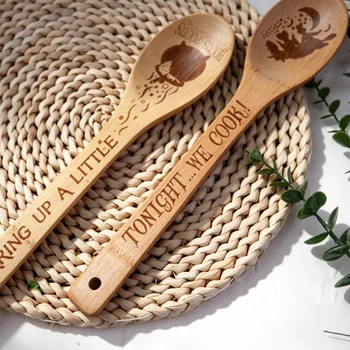 Witches Hocus Pocus Engraved Bamboo Spoons Halloween Gifts for Her Kitchen Supplies Autumn Festival Housewarming Hostess Gifts 1
