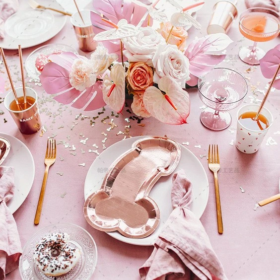 Or Rose Décorations D'anniversaire Kit Vaisselle Jetable Papier Tasse  Adulte Mariage Décorations de Fête D'anniversaire Enfants Babyshower Fille  - AliExpress