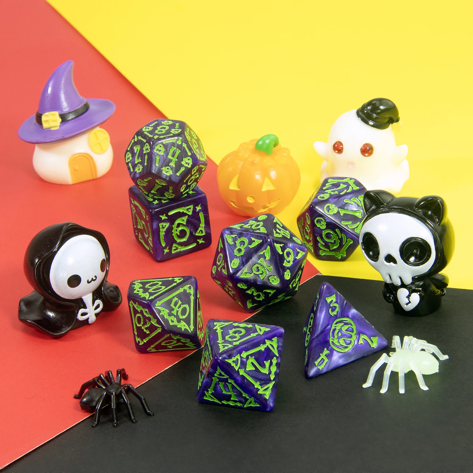 휴일 선물 다면체 주사위 D4-D20으로 보드 게임에 대 한 7pcs DND 주사위 할로윈 테마 주사위