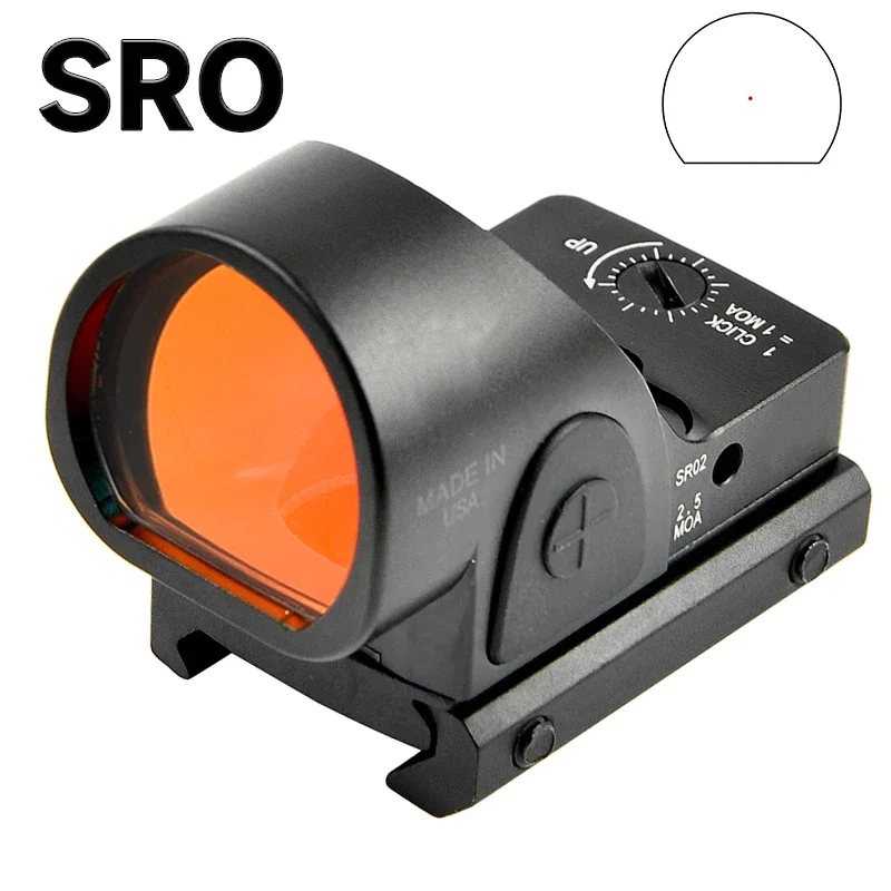 

Tactical SRO Red Dot Sight Collimator Rifle Reflex Scope Optics Riflescope Fit Airsoft Weapons 20mm Rail Hunting