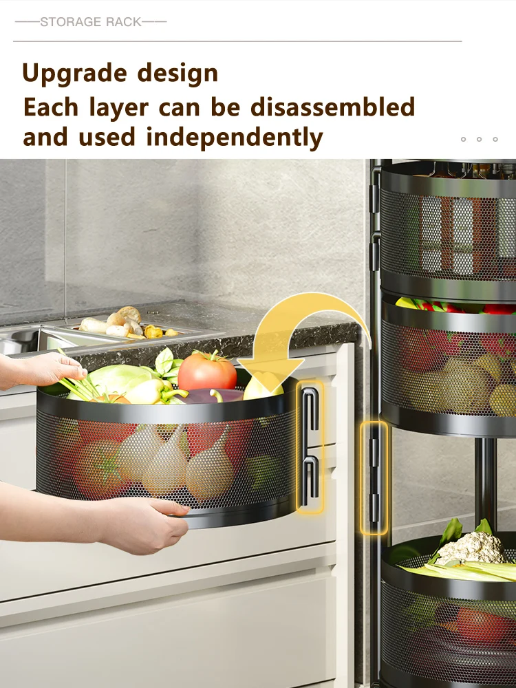 Storage Rack Detachable Rotating Storage Rack Kitchen Floor Multi-layer Shelf Multi-functional Living Room Snack Storage Rack Trolley
