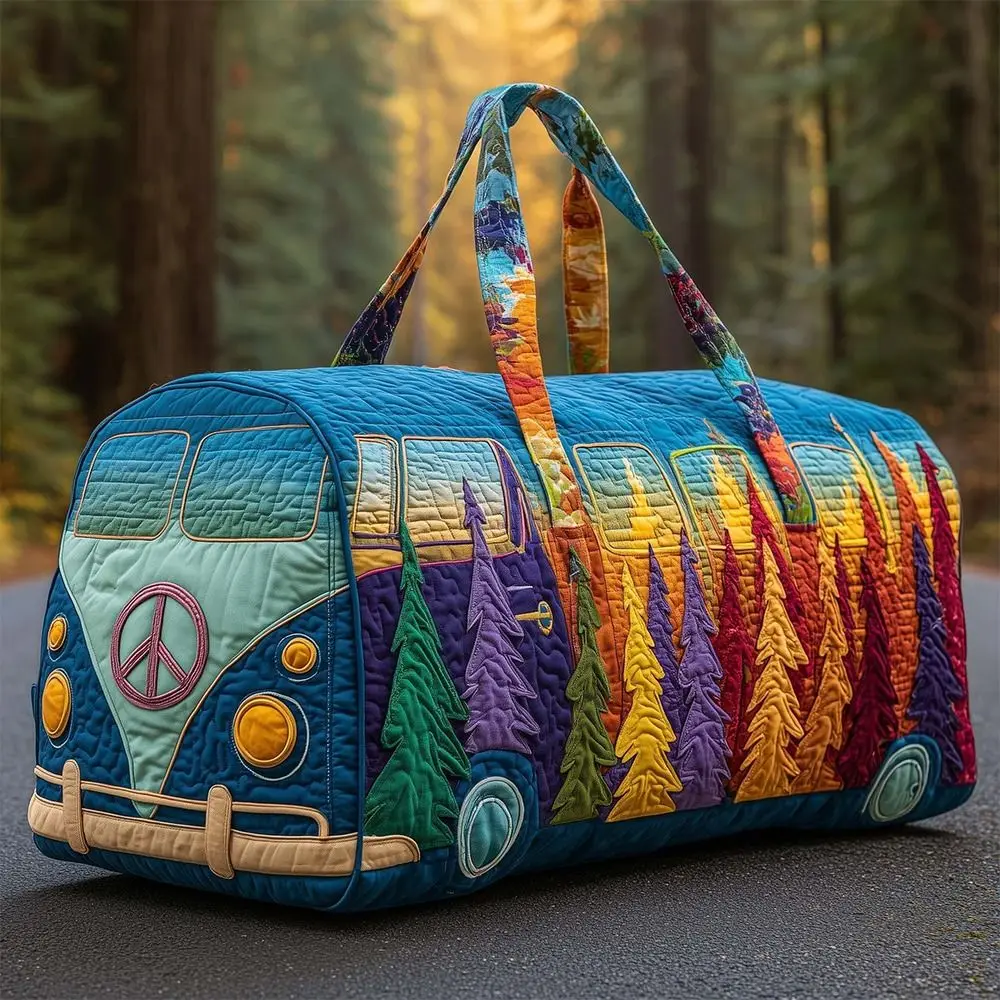 Borsa da Viaggio Trapuntata in Cotone con Design 3D, Stile Hippie, Borsone con Motivo a Rana, Borsa Boho per Pernottamento e Palestra - immagine 4