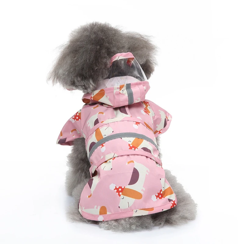 Four-legged Raincoat With Hood For Dogs
