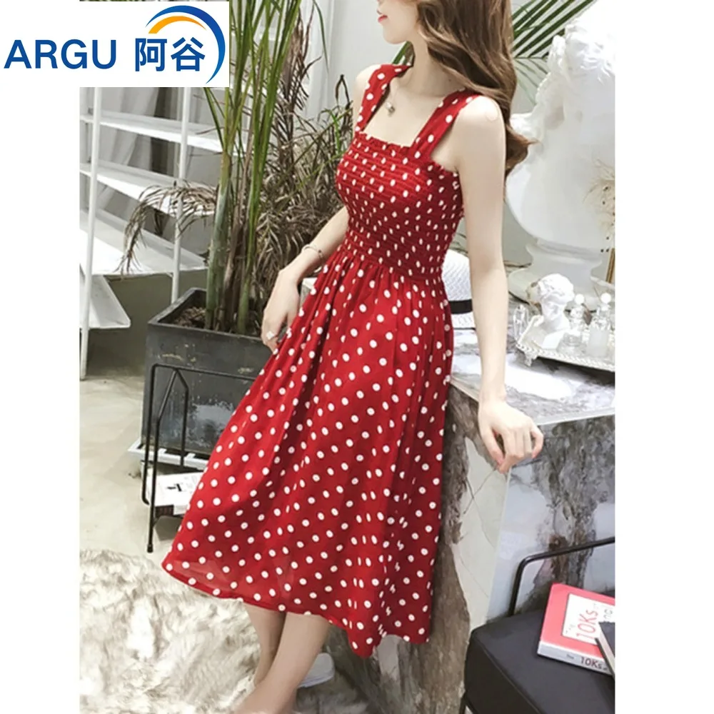 

2024 Summer New Polka Dot Womens Dresses Elegant Square Neck Sleeveless Chiffon Long Dress Female Vestidos