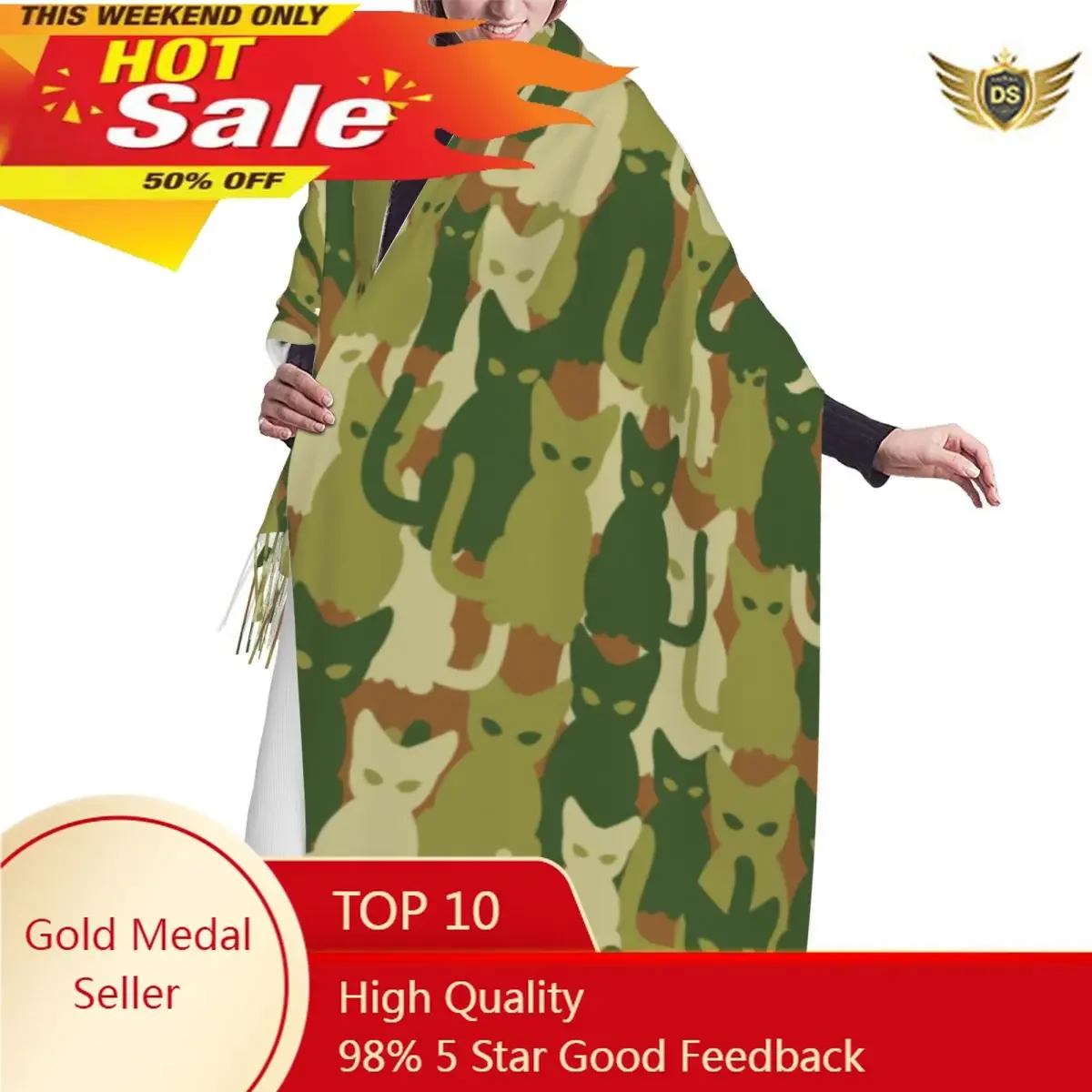 Autumn Winter Warm Scarves Military Cats Army Camouflage Pattern Fashion Shawl Tassel Scarves Wrap Neck Headband Hijabs Stole