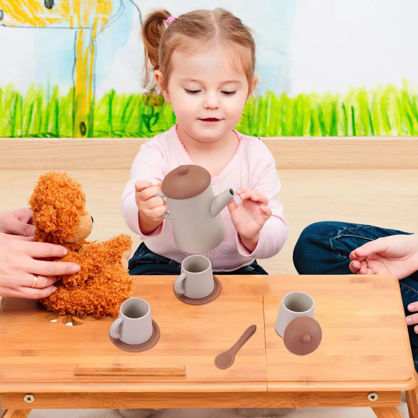 TYRY.HU 7pcs Mini Cups Set Pretend Play Toys For Girls Boy Soft Silicone Feeding Cup Early Education Toys Miniature Tableware