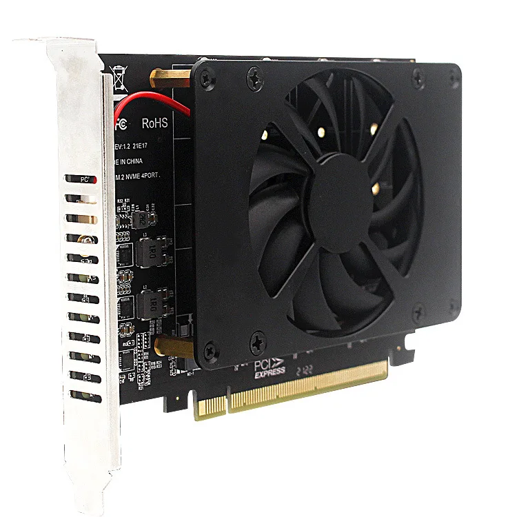 4 M.2 NVMe SSD PCIe X16 Adapter PCI Express 4.0 X16 Switch to 4 Ports M ...