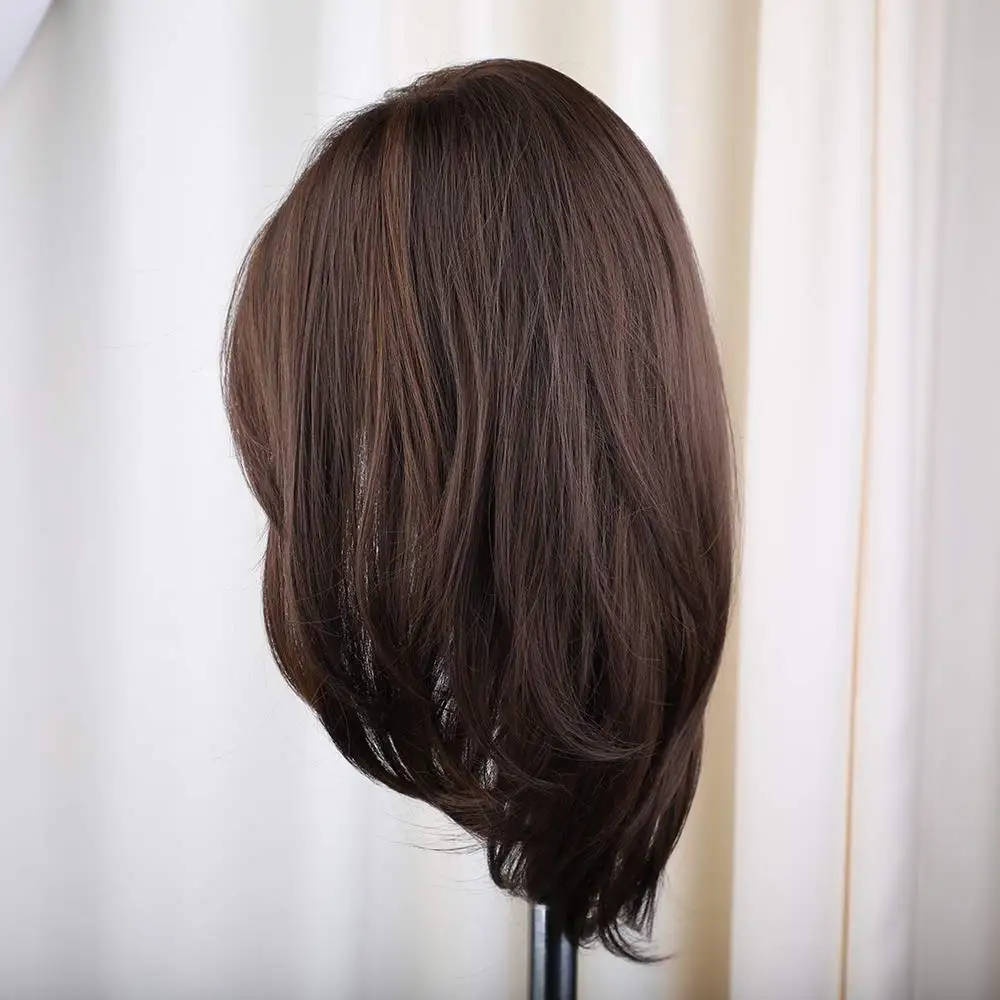 Human Hair Wig Soft Short Bob Long Brown Straight 5x5 Silk Base Jewish Human Hair Wigs Baby Hair HD Lace European Glueless Preplucked