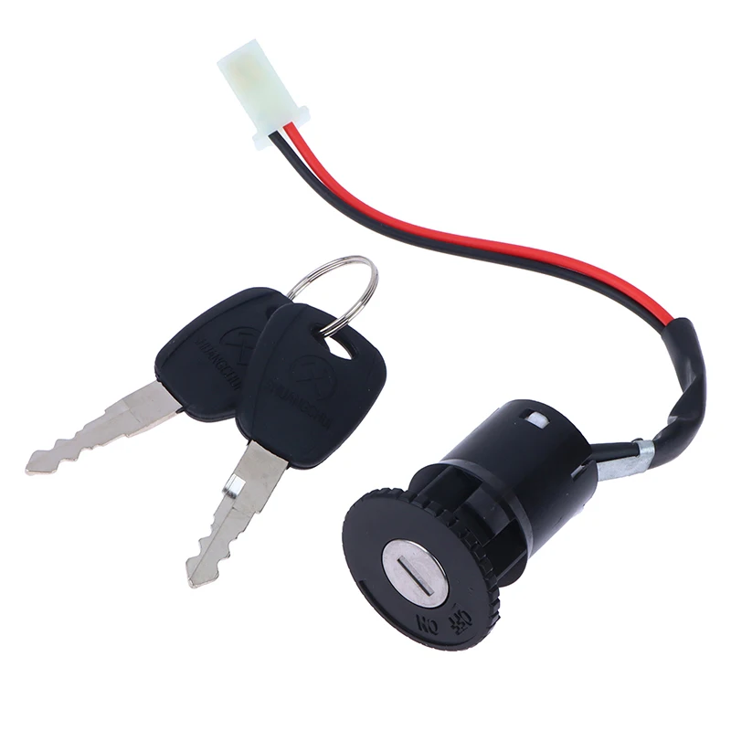 Motorcycle Key Cylinder Lock 1Set 2 Wires Ignition Switch 2 Keys On-Off For Electrical Scooter ATV Pocket Bikes Motorbike ATV Quad Bike