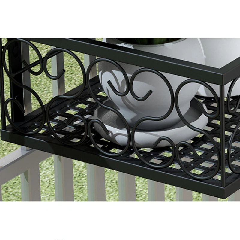Balcony Flower Stand Hanging Wrought Iron Guardrail Flowers Pot Hanger Succulent Railing Shelf Indoor Window Sill Rack Stands