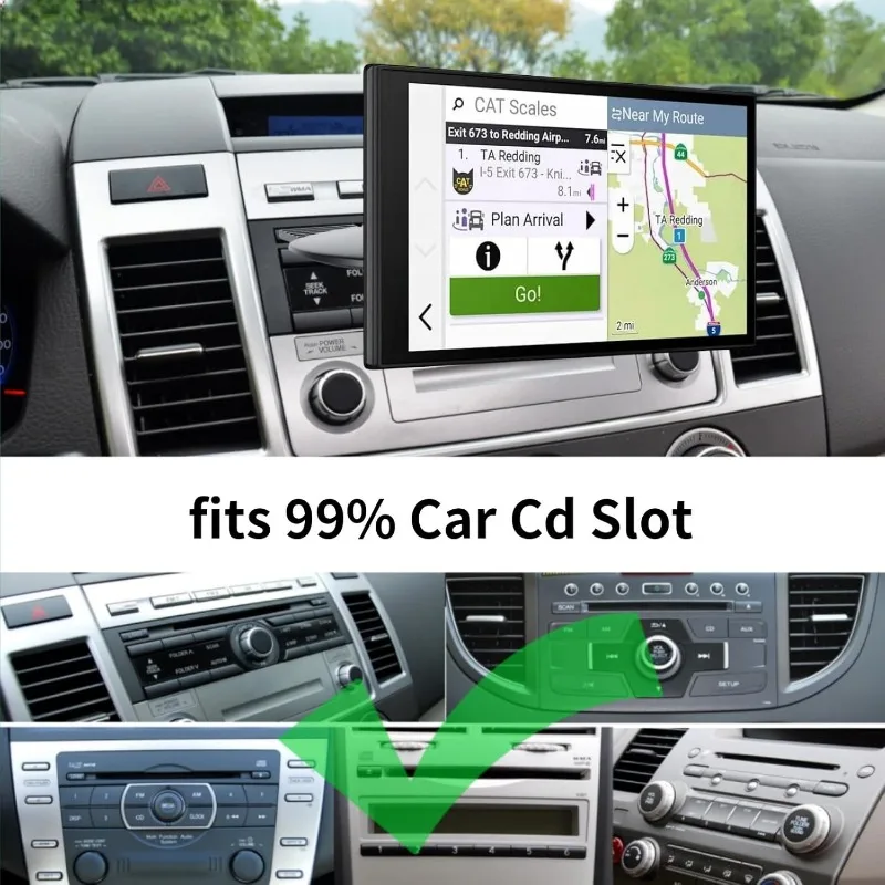 Universal Car CD Slot GPS Mount for Garmin 3.5-7 Inch Navi 360° Rotating Ball Base Compatible with Carplay  & Sat Nav Devices