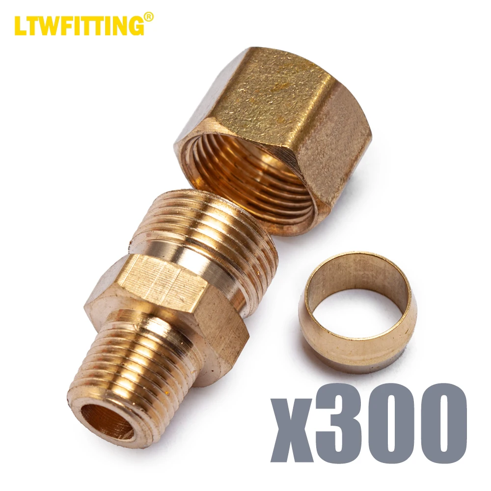 

Латунный фитинг LTWFITTING с наружным диаметром 3/8 дюйма и наружным диаметром 1/8 дюйма, мужской Компрессионный фитинг NPT (комплект из 300 шт.)