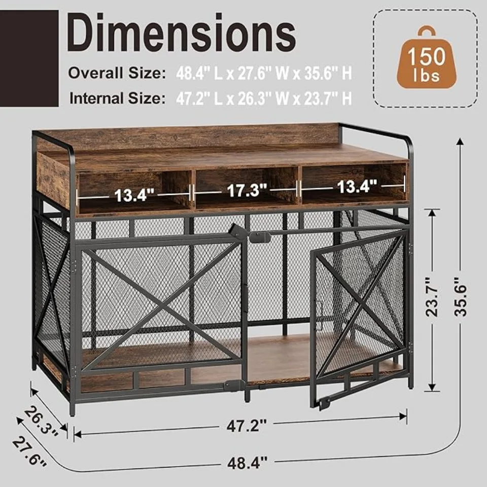Elegant Wooden Dog Crate Furniture with Storage