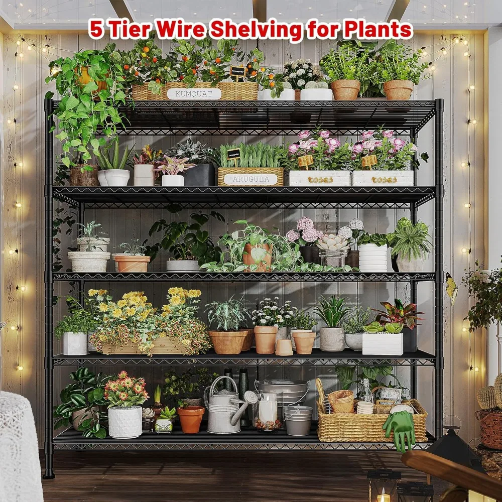 5 Tier Adjustable Wire Shelving Unit for Kitchen Pantry Office