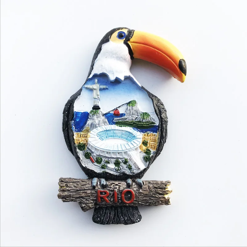 Magnete Frigorifero 3D Brasile Con Apribottiglie, Souvenir Viaggio Rio De Janeiro, 11x6 Cm, Resina E Metallo