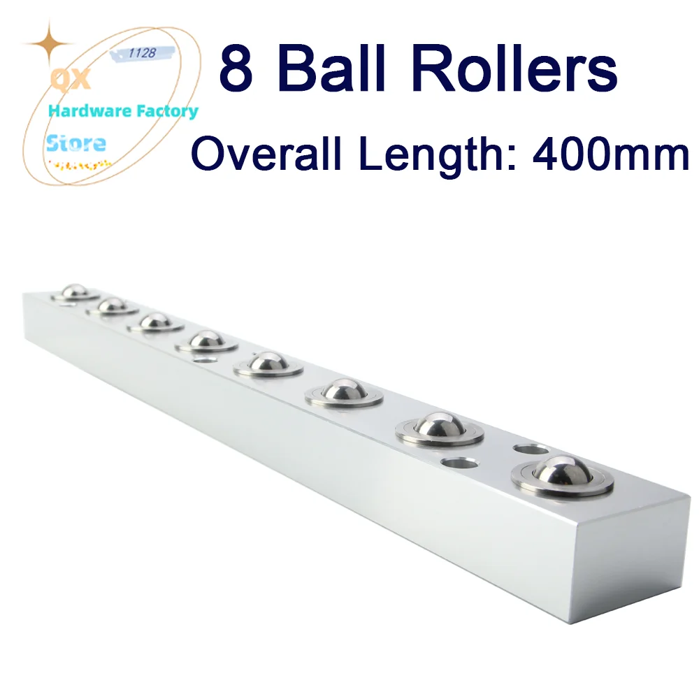 

QX332 Overall Length:400mm Factory Sale Stainless Steel Universal Ball Rollers Aluminum Frame Assembly Press Fit Conveyor Roller