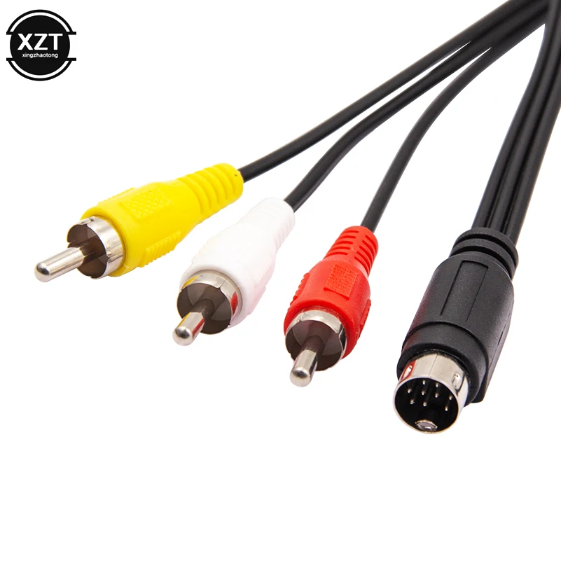 3RCA 1.8m 9 Pin Audio Video AV Cable for Sega Genesis 2 3 Game A/V Connection Adapter Cord Wire For SEGA Genesis II/III Game