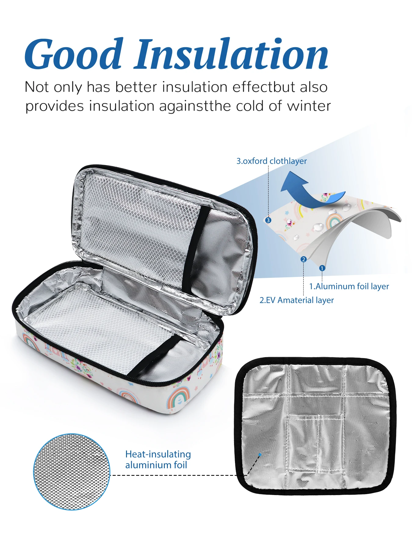 Rainbow Pattern Portable Insulin Insulated Storage Bag For Travel, Diabetic Patients Insulin Storage Box Large size 6
