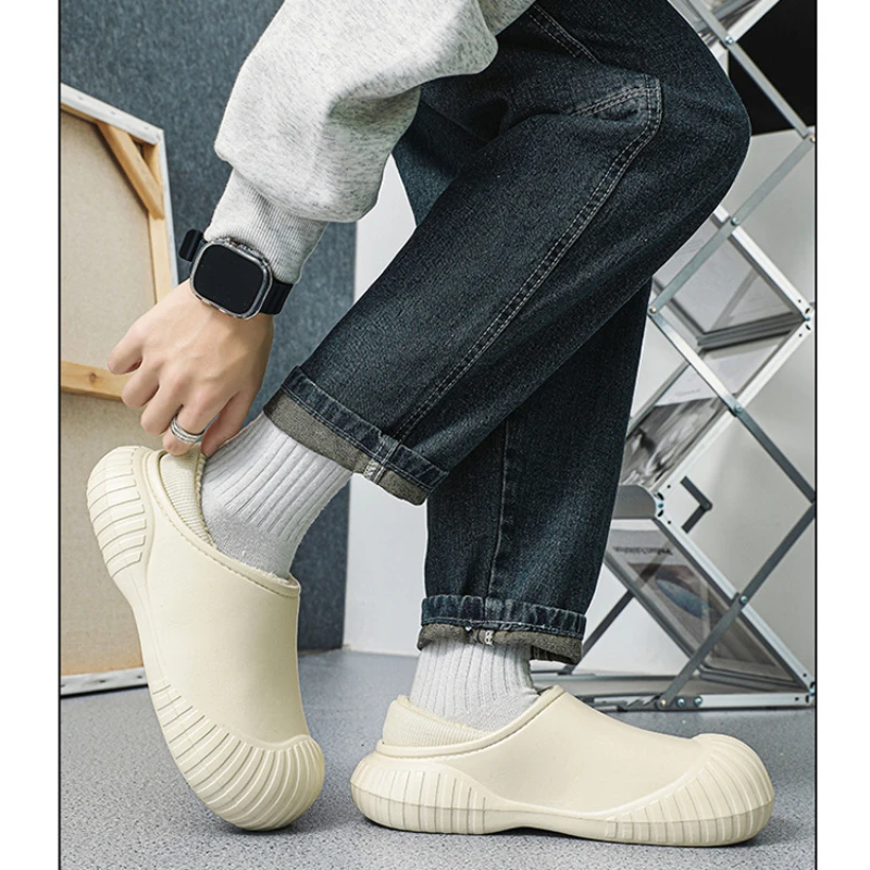 Men's Cotton Slippers Warm Fluffy 2023 Winter Slippers Home Plush Women's Cotton Shoes Indoor Unisex Waterproof Cotton Slippers