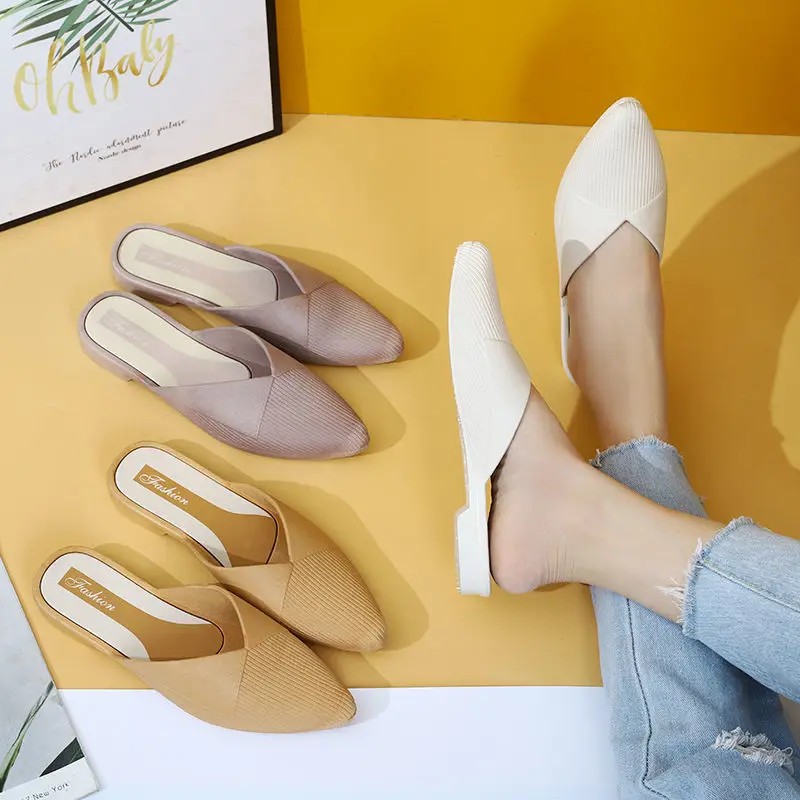 Slippers Women's Summer New Half Slippers Student Flat Casual Non-slip Sandals and Slippers Women Zapatos De Mujer