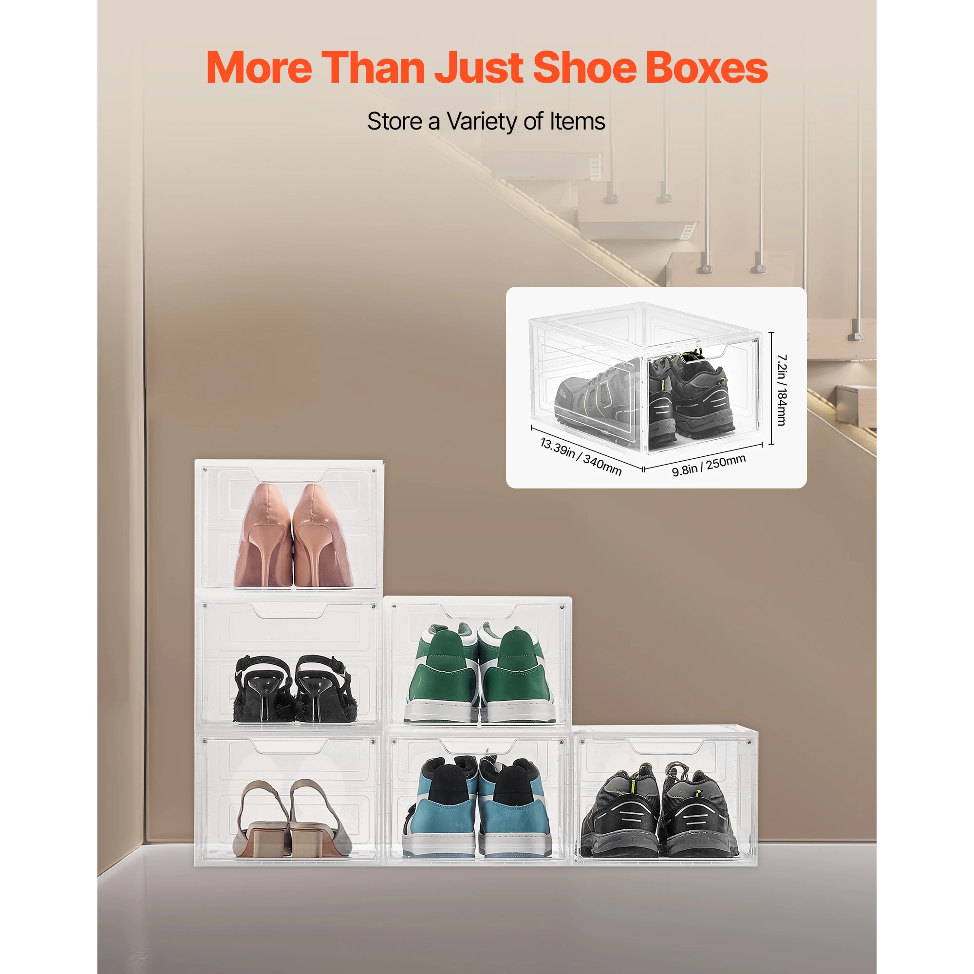 Clear Plastic Stackable Shoe Storage Boxes